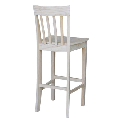 Slatback Bar height Stool - 30" Seat Height, Unfinished