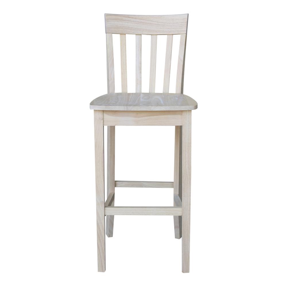 Slatback Bar height Stool - 30" Seat Height, Unfinished
