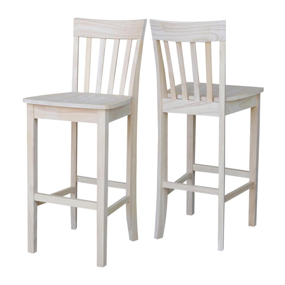 Slatback Bar height Stool - 30" Seat Height, Unfinished