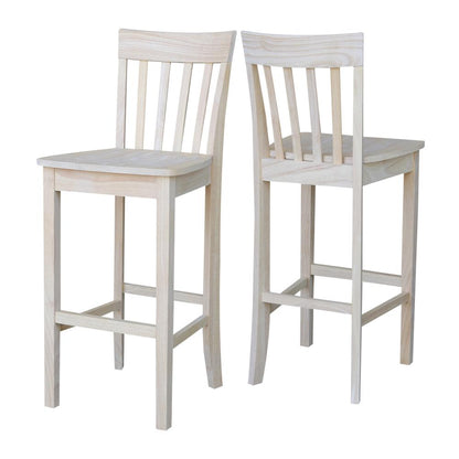 Slatback Bar height Stool - 30" Seat Height, Unfinished