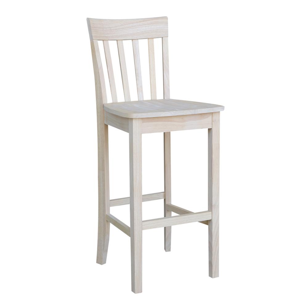 Slatback Bar height Stool - 30" Seat Height, Unfinished