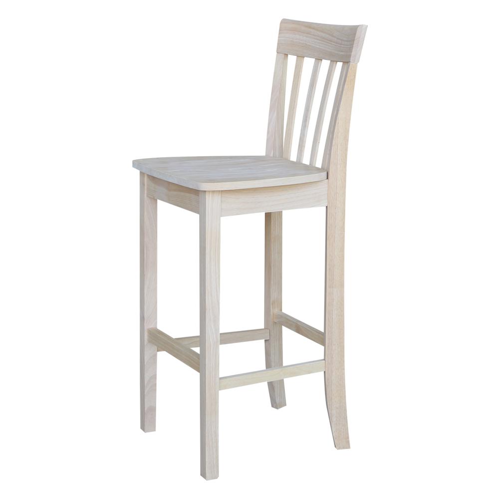 Slatback Bar height Stool - 30" Seat Height, Unfinished