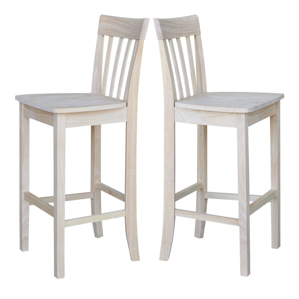 Slatback Bar height Stool - 30" Seat Height, Unfinished
