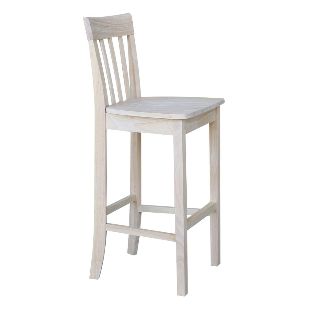 Slatback Bar height Stool - 30" Seat Height, Unfinished
