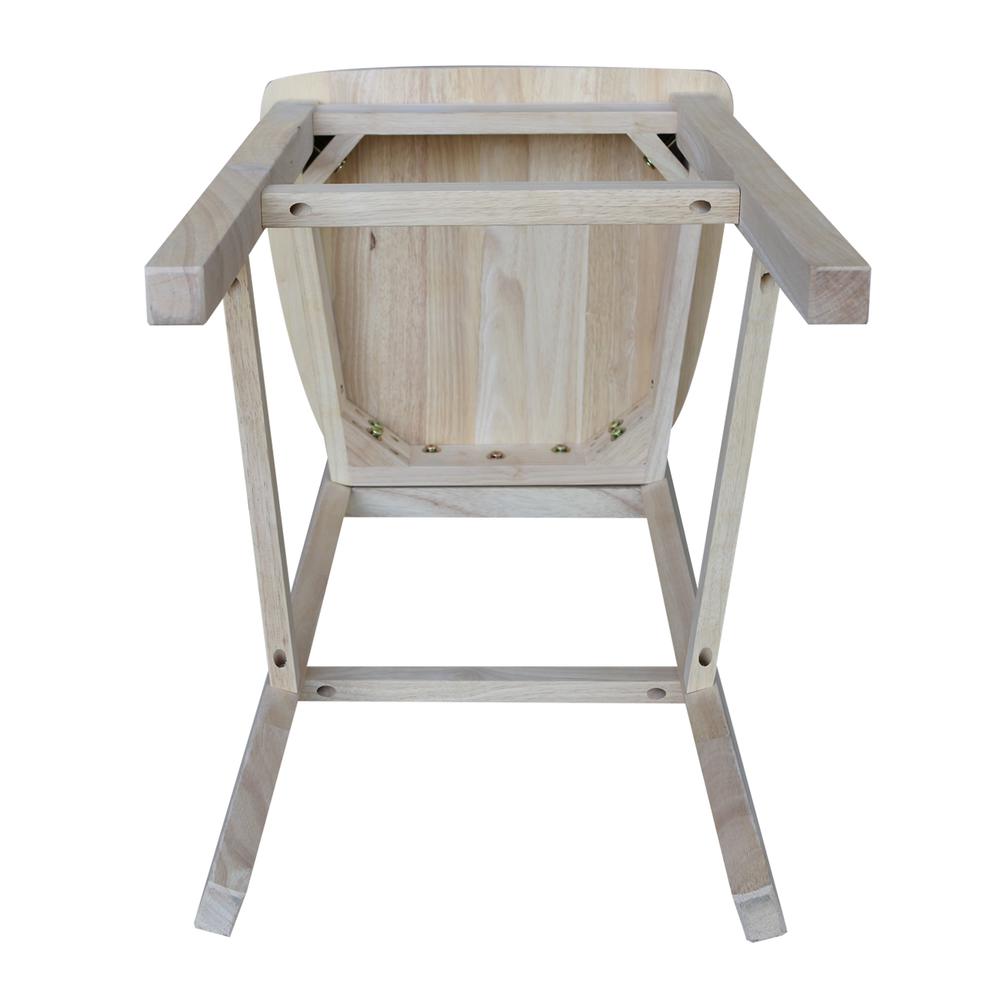 Slatback Bar height Stool - 30" Seat Height, Unfinished