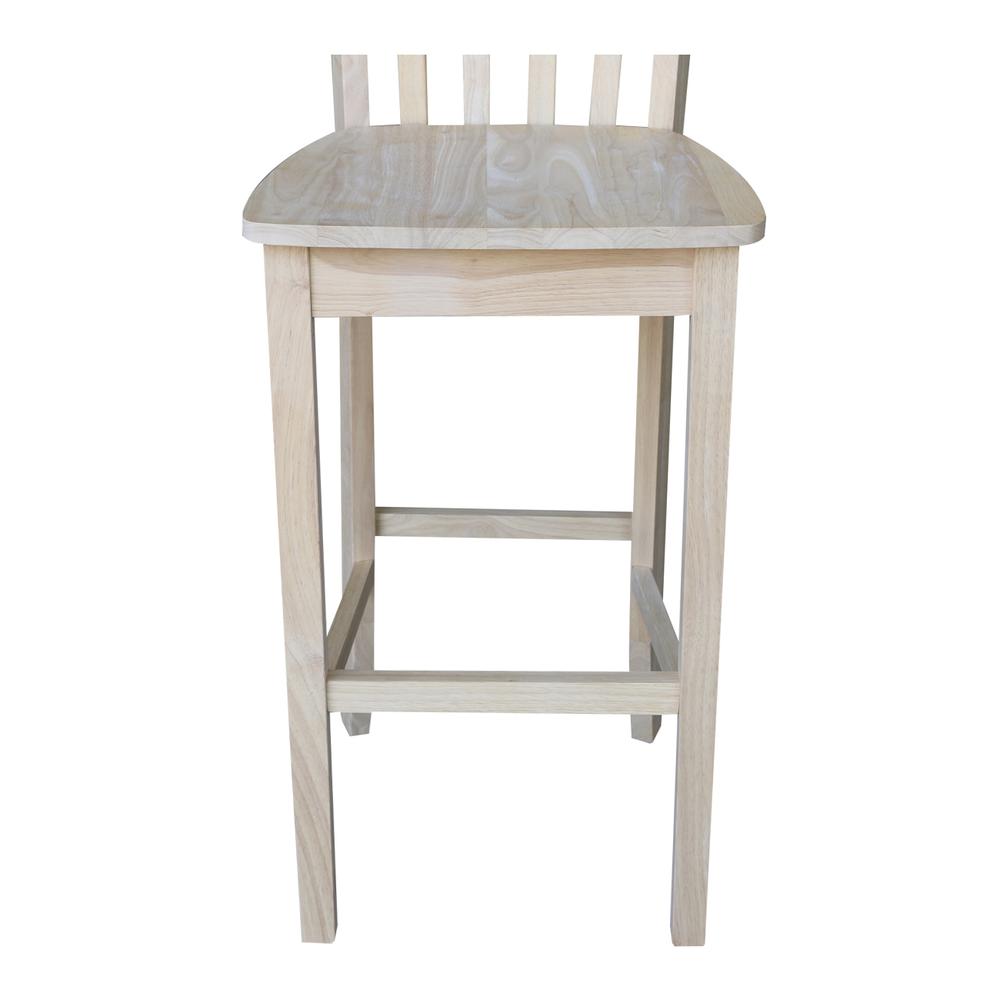 Slatback Bar height Stool - 30" Seat Height, Unfinished