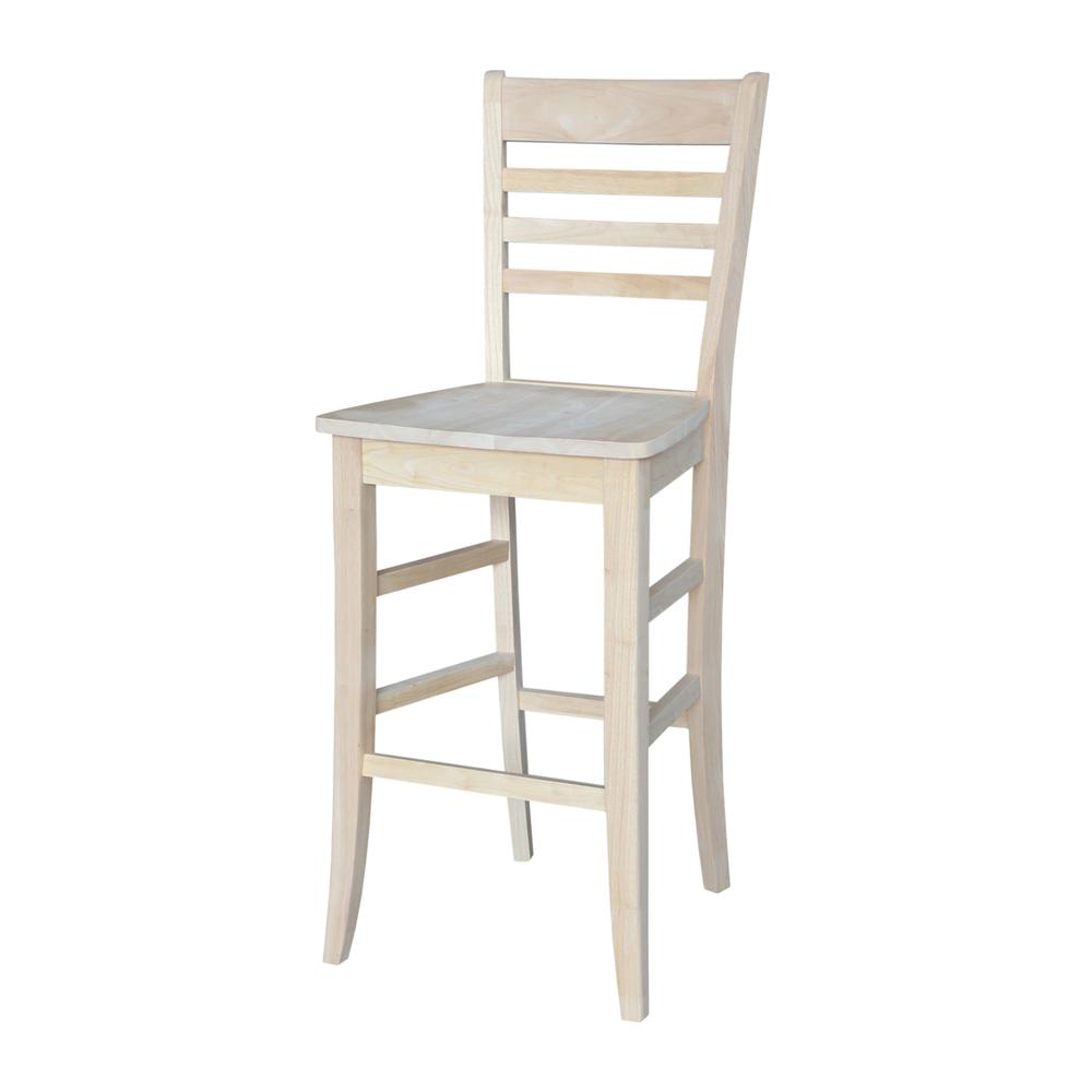 Roma Bar height Stool - 30" Seat Height, Unfinished
