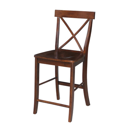 X-Back Counter height Stool - 24" Seat Height, Espresso
