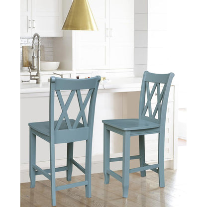 24" Double "X" Back CounterHeight Stool- 55894