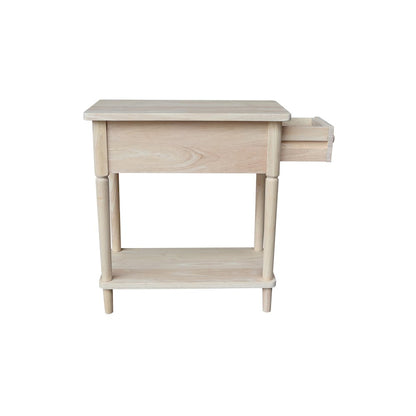 Solid Wood Narrow Side Table, Unfinished