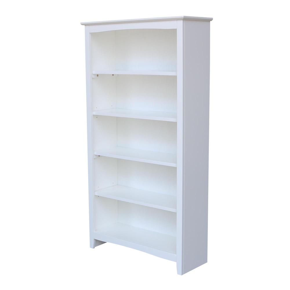Shaker Bookcase - 60"H, White, White