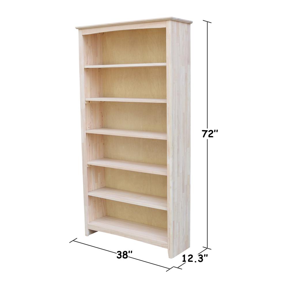 Shaker Bookcase - 72 in H, Unfinished