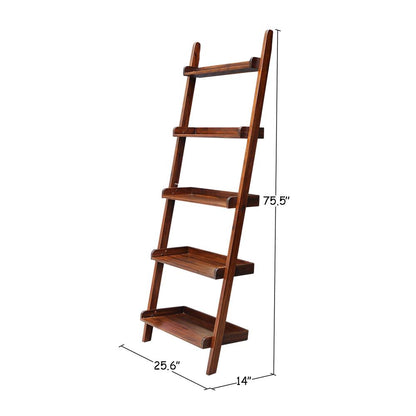 Lean To Shelf Unit, With 5 Shelves, Espresso