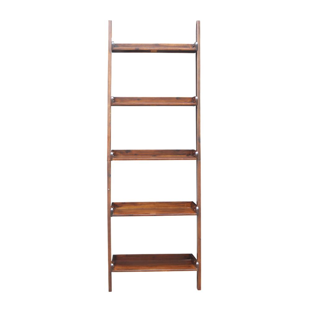 Lean To Shelf Unit, With 5 Shelves, Espresso