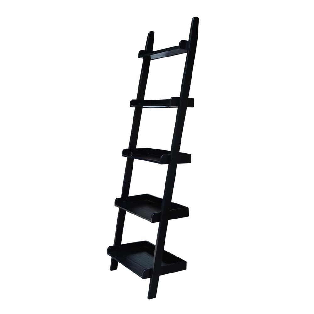 Lean To Shelf Unit, With 5 Shelves, Black
