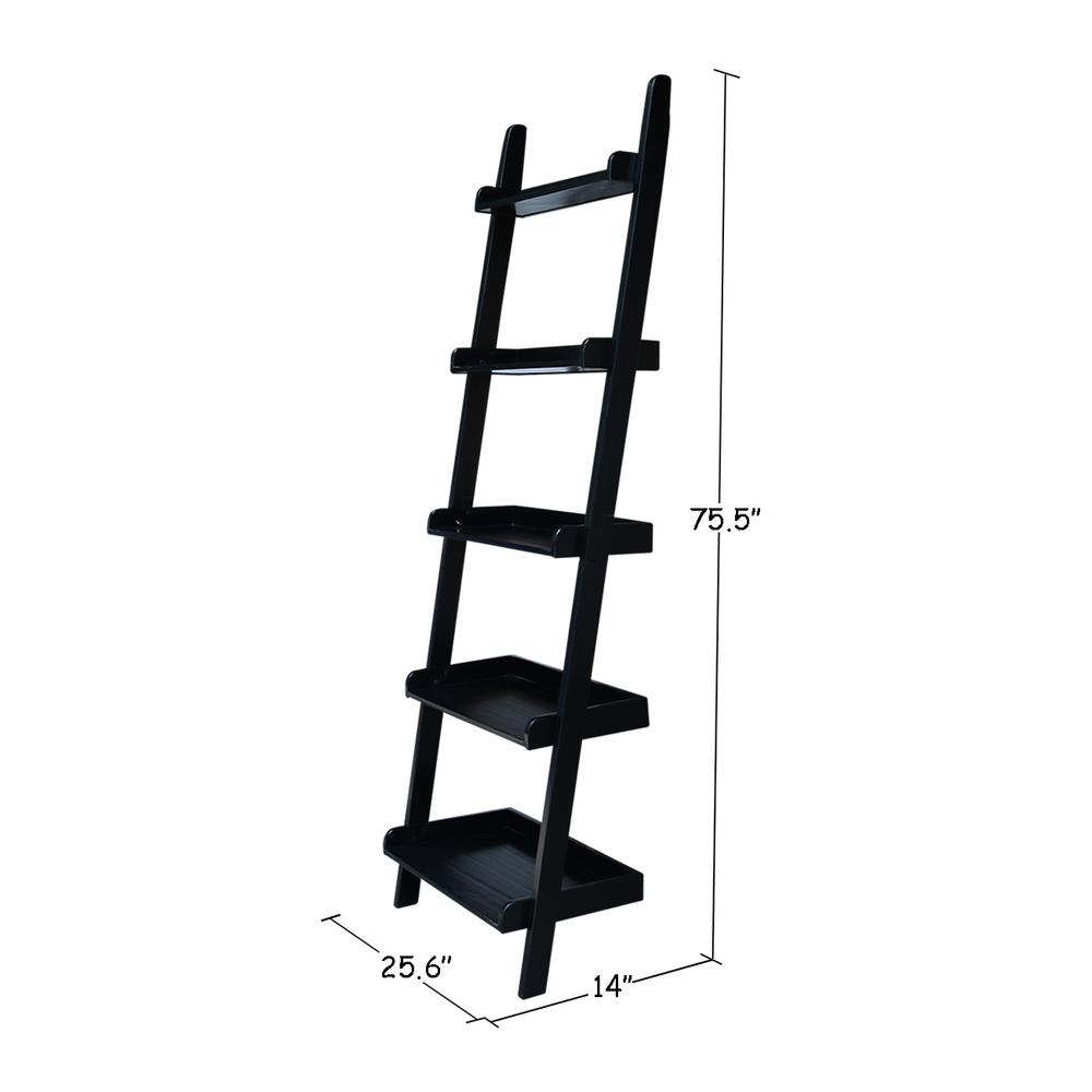 Lean To Shelf Unit, With 5 Shelves, Black