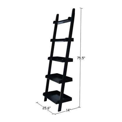 Lean To Shelf Unit, With 5 Shelves, Black