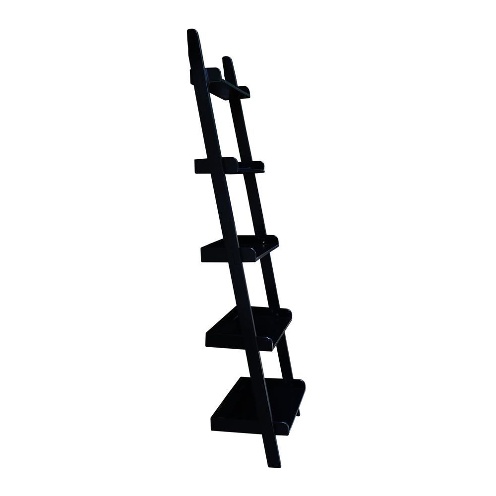 Lean To Shelf Unit, With 5 Shelves, Black