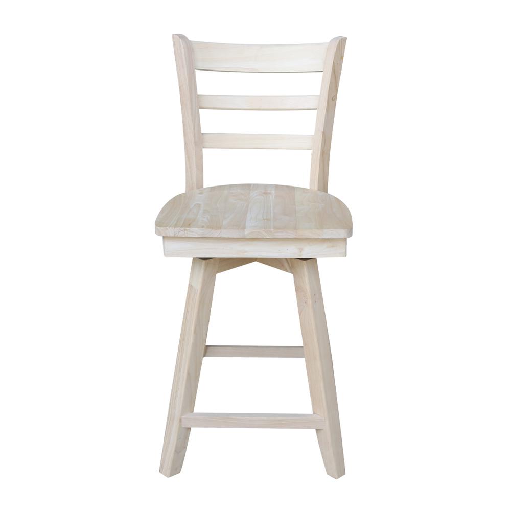Emily Counter height Stool - 24" Seat Height - With Swivel And Auto Return, Unfinished