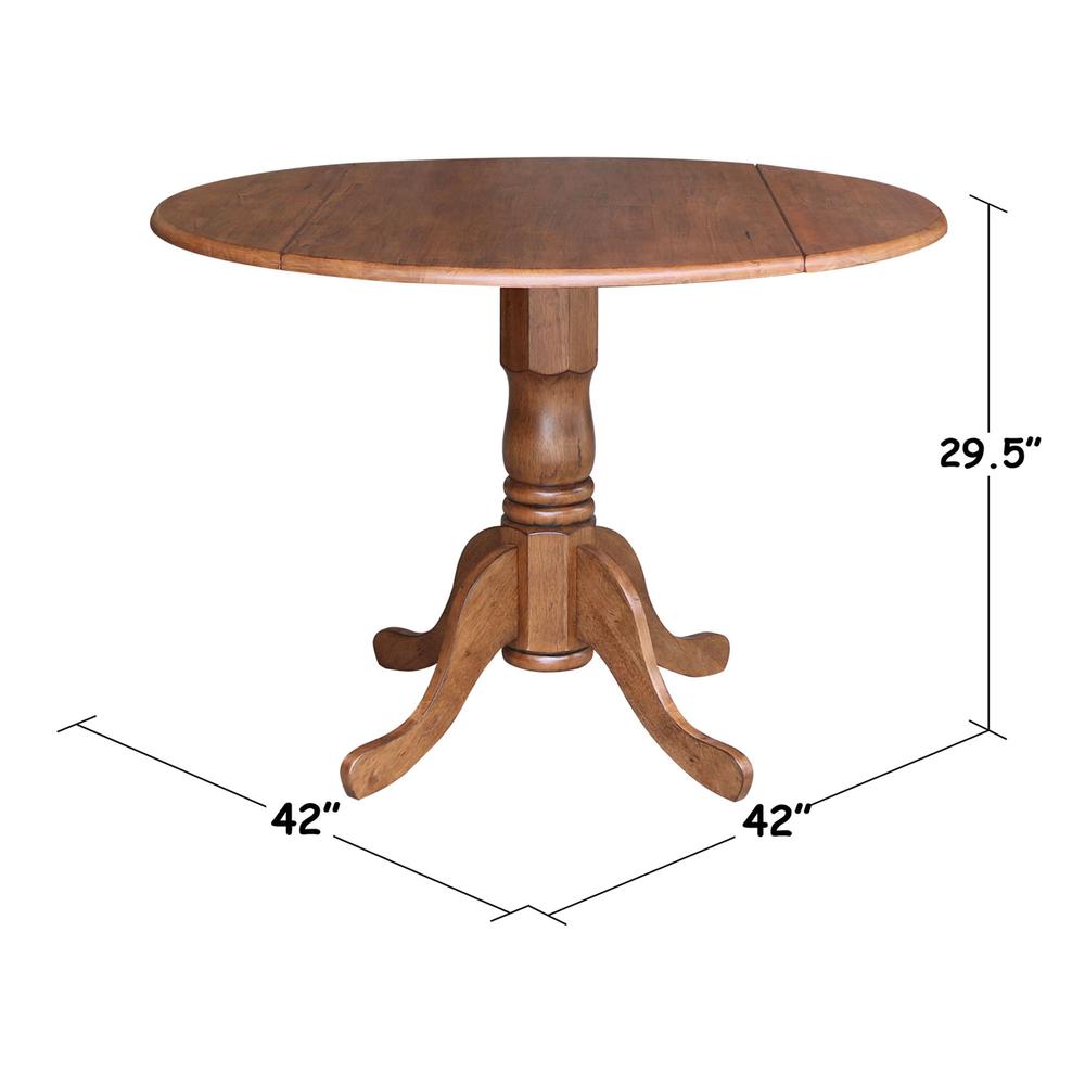 42" Round Dual Drop Leaf Pedestal Table