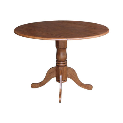 42" Round Dual Drop Leaf Pedestal Table