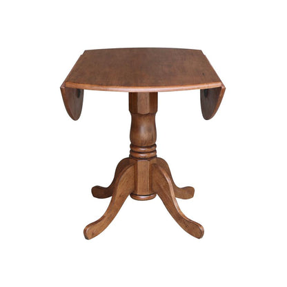 42" Round Dual Drop Leaf Pedestal Table