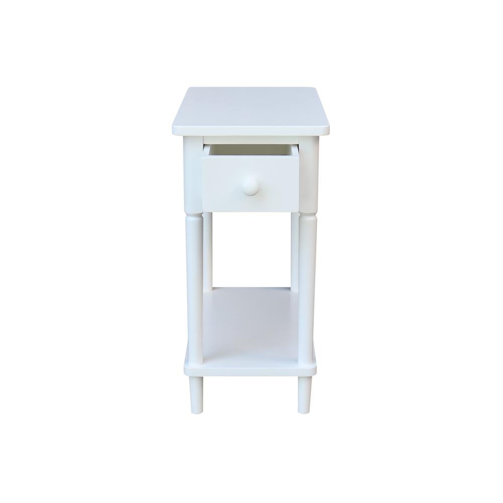 Solid Wood Narrow Side Table in White