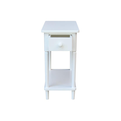 Solid Wood Narrow Side Table in White