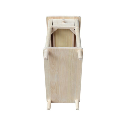 Solid Wood Narrow Side Table, Unfinished