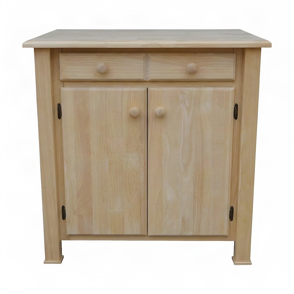 Unfinished Solid Hardwood Kitchen Island Work Center, Prep Table