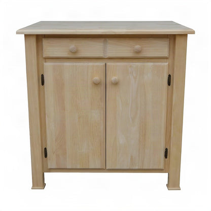 Unfinished Solid Hardwood Kitchen Island Work Center, Prep Table