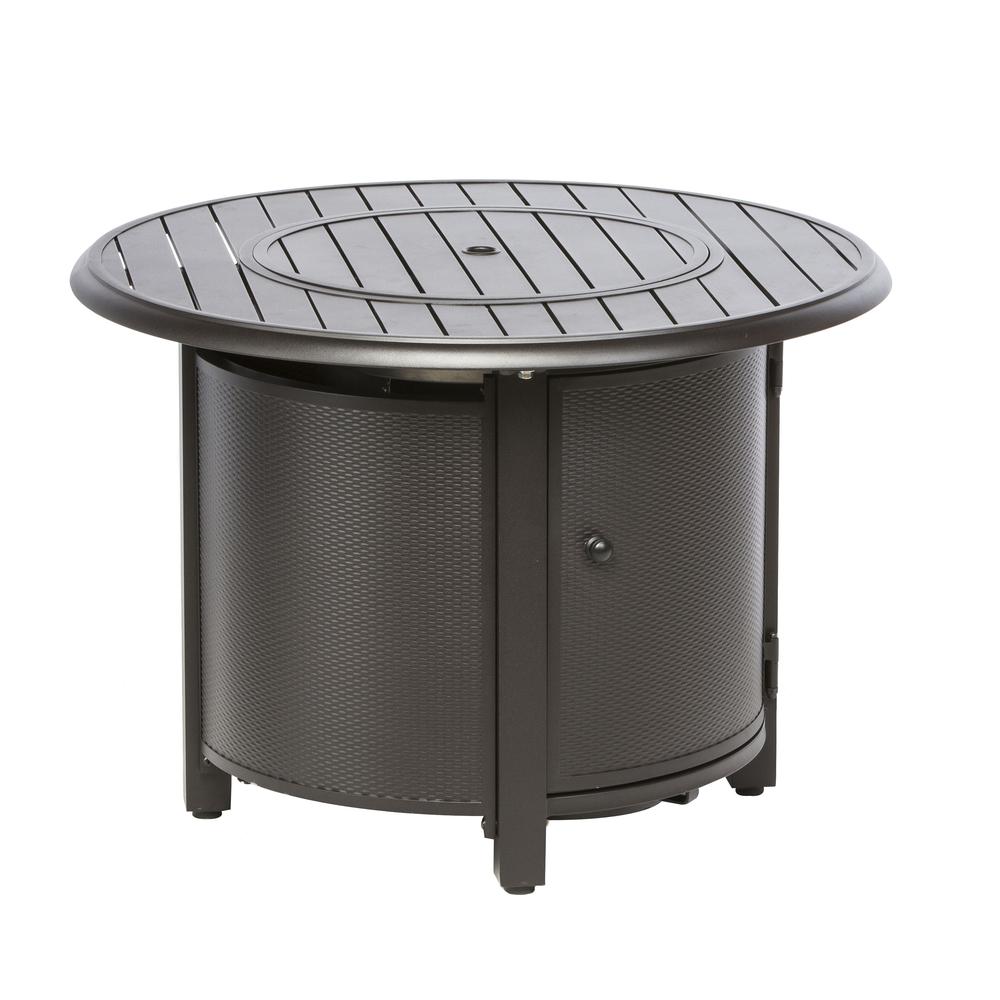Bay Ridge 36" Round Gas Fire Pit/Chat Table with Glacier Ice Firebeads