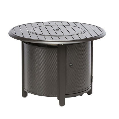 Bay Ridge 36" Round Gas Fire Pit/Chat Table with Glacier Ice Firebeads