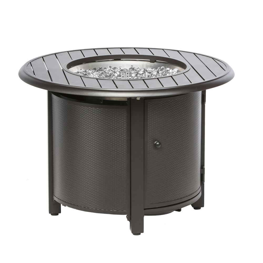 Bay Ridge 36" Round Gas Fire Pit/Chat Table with Glacier Ice Firebeads