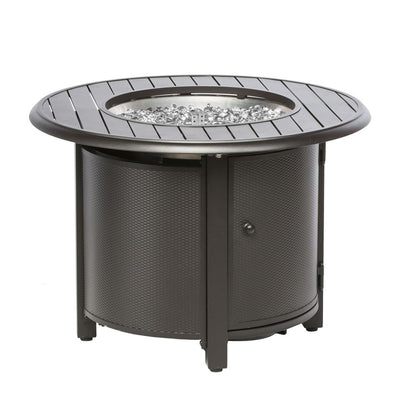 Bay Ridge 36" Round Gas Fire Pit/Chat Table with Glacier Ice Firebeads