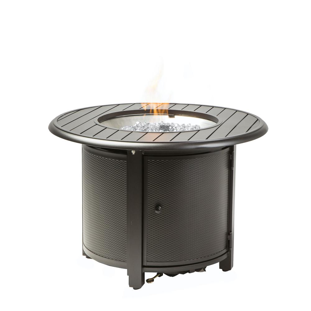 Bay Ridge 36" Round Gas Fire Pit/Chat Table with Glacier Ice Firebeads