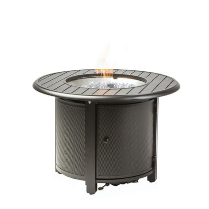 Bay Ridge 36" Round Gas Fire Pit/Chat Table with Glacier Ice Firebeads