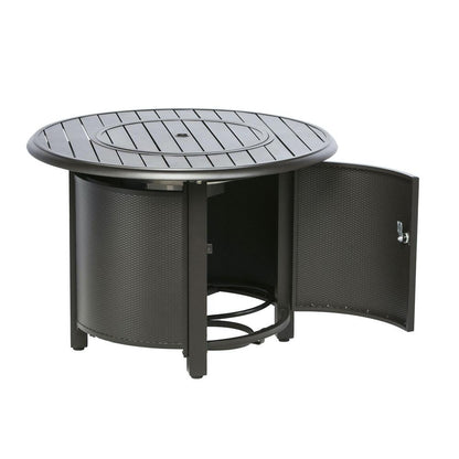 Bay Ridge 36" Round Gas Fire Pit/Chat Table with Glacier Ice Firebeads