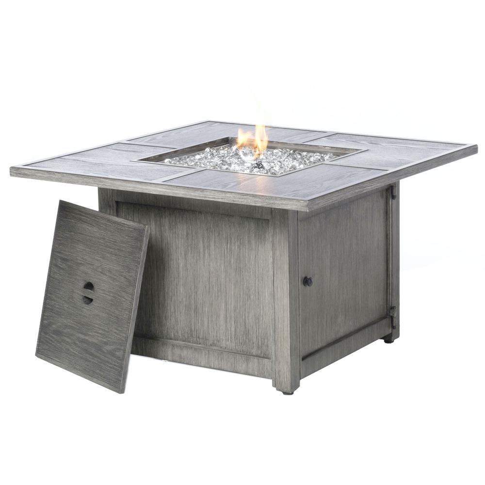 Cheyenne 40" Square Gas Fire Pit Chat Table with Glacier Ice Firebeads