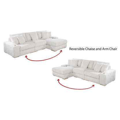 3 piece Dark grey reversible sectional with cupholders and USB ports