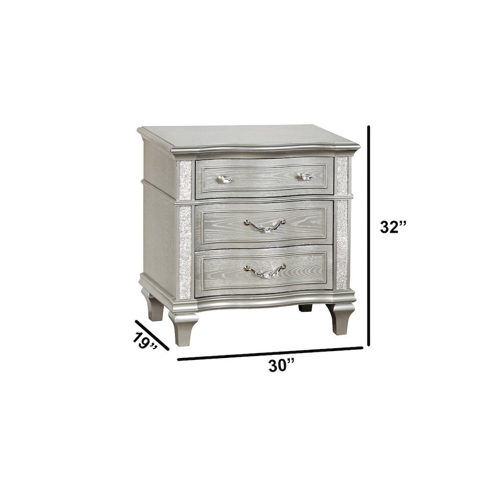 3 Piece Silver Queen Panel Bedroom Set ( Qb+Dresser+Nightstand)