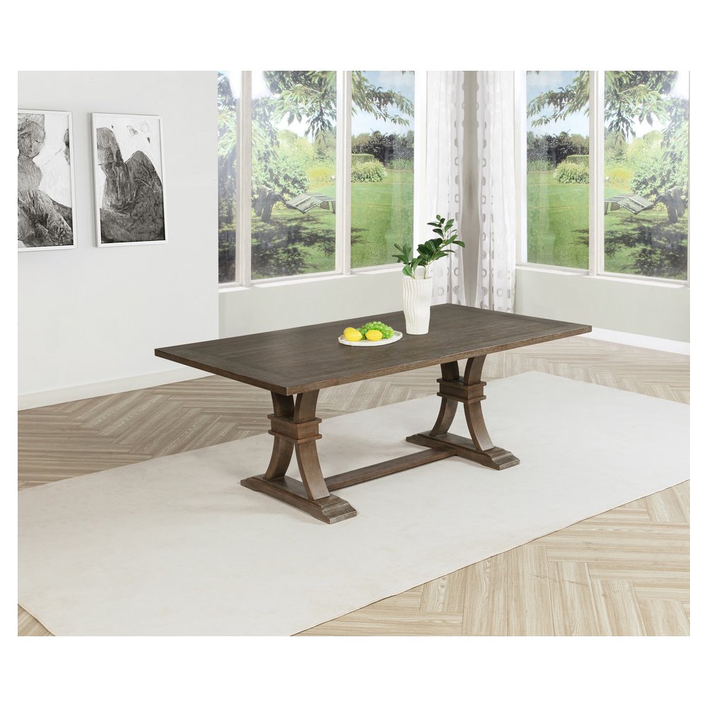 Traditional Wood Dining Table In Rustic Grey