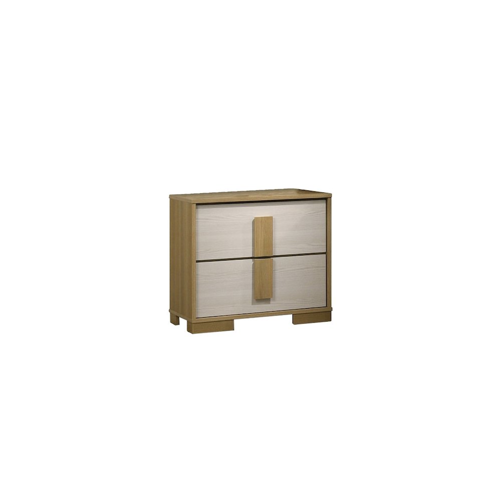 2 piece - Beige wood bedroom set (Bed+Night stand)