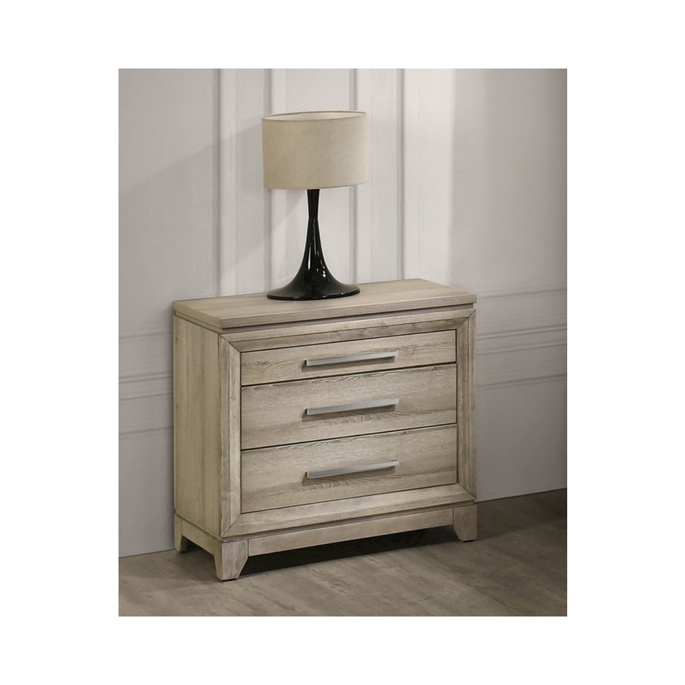 2pc Queen Panel Bedroom Set Weathered Greige (Bed, Nightstand)