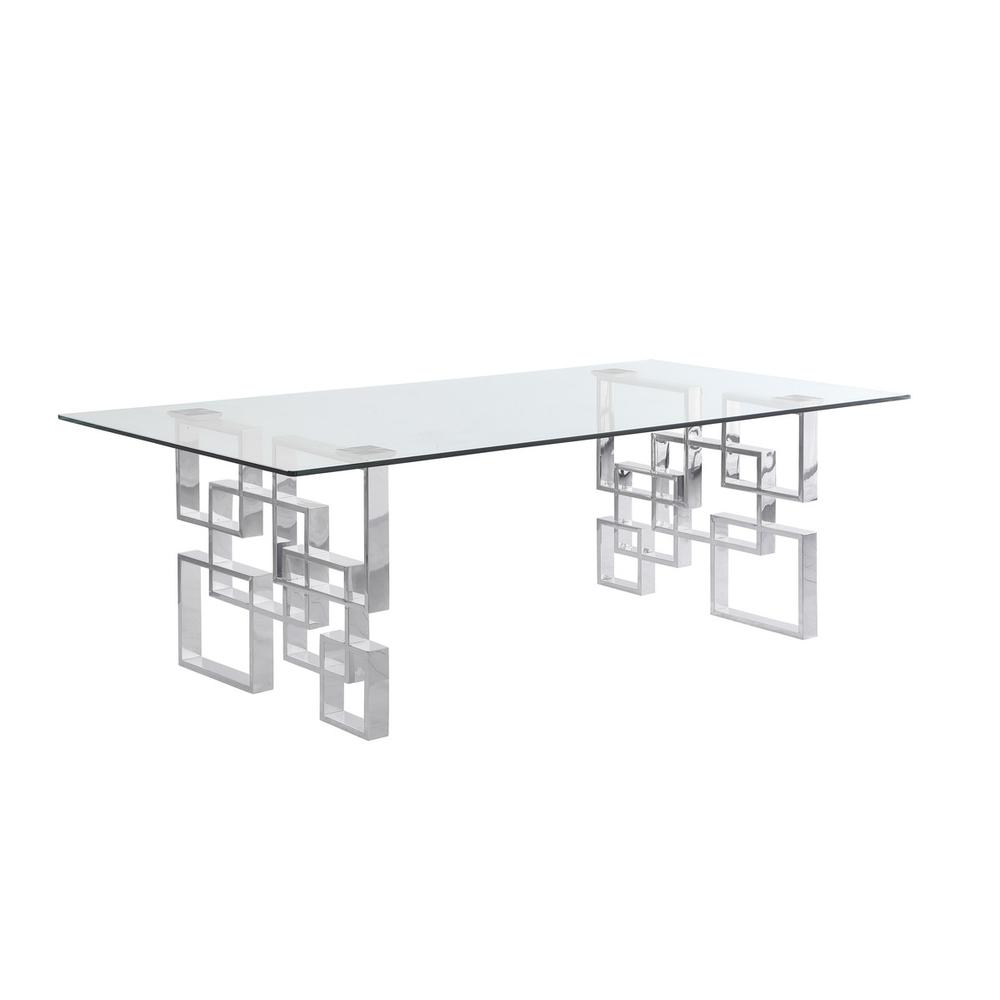 9-piece glam dining set with 8 Navy blue chairs and one 95" glass dining table