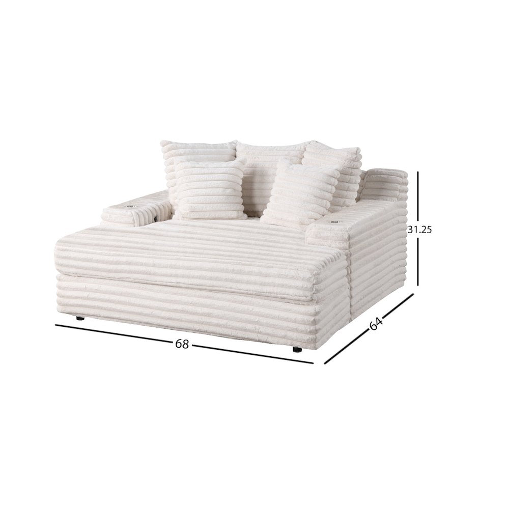 Smoke Chaise Lounge With Cupholders And Usb Port
