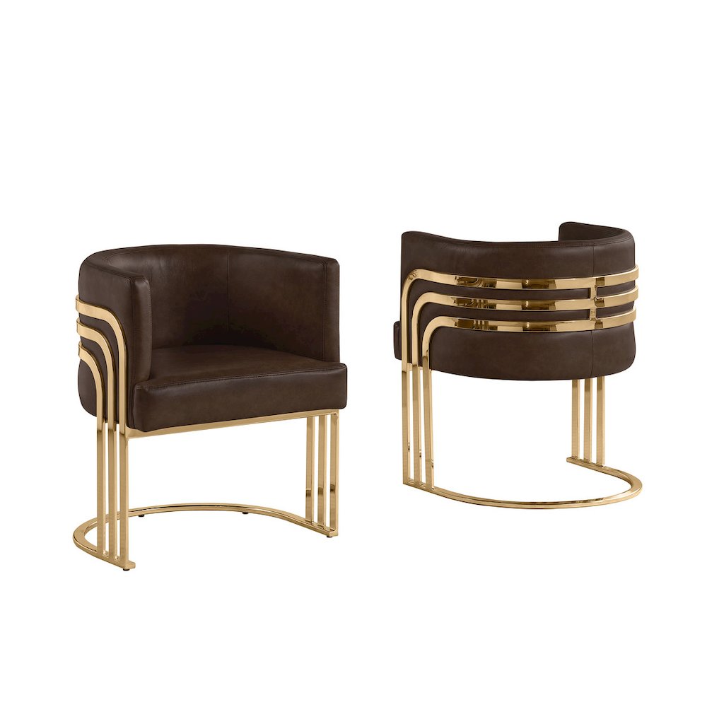 Leather-Aire Side Chairs with Gold Chrome Set of 2