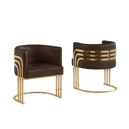 Leather-Aire Side Chairs with Gold Chrome Set of 2