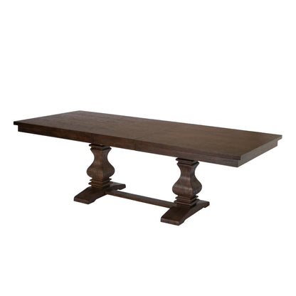 Classic 9pc Dining Set w/Uph Side Chairs Tufted & Naildhead Trim, Table w/Center 18" Leaf, Walnut