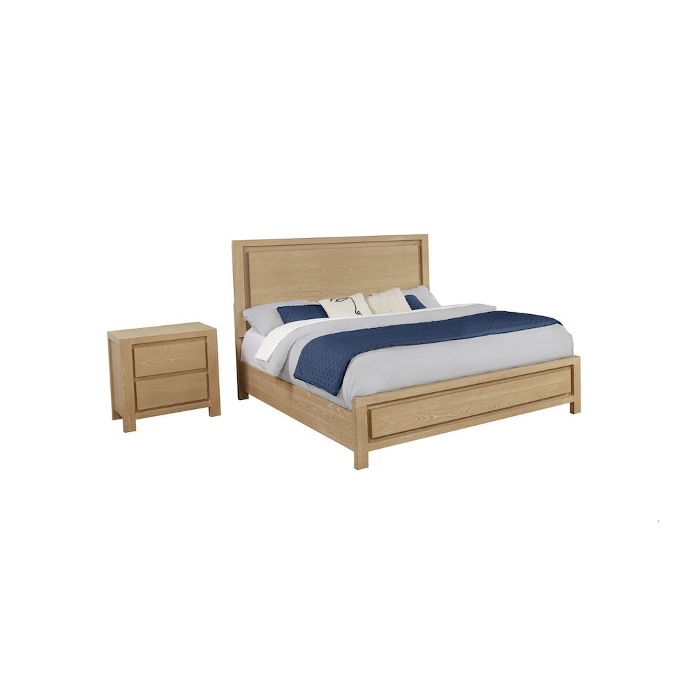 2pc Rubber Wood Light Oak Natuiral Finish Queen Bedroom Set